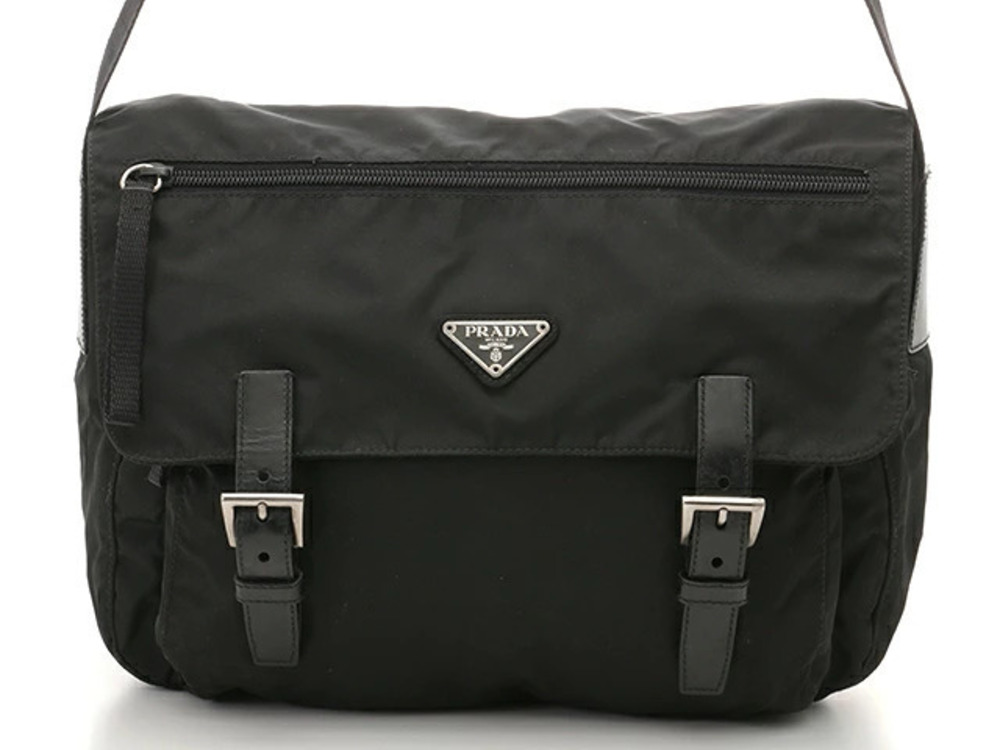 Prada Shoulder Bag Hobo Black Calfskin